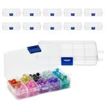 Juvale Clear Jewelry Box - 12-Pack Plastic Bead Storage Container, Earrings Storage Organizer with Adjustable Dividers, 10 Compartments Each, 5 x 0.8 x 2.6 inches