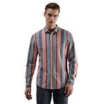 Lee Men's Striped Slim Fit Shirt (LMSH003906_Peach