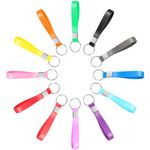 Otuuz 12 Pcs Assorted Colors Key Ring Loops Fob Silicone Rubber Elastic Wristlet Key Chain Heavy Duty Key Rings Keychain Lanyard for Key Identification Art Phone Bag Wraps Exercise Wallet Purse Clutch