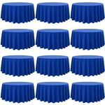 fani 12 Pack Polyester Round Tablecloth 90 Inch Royal Blue Circular Table Cloth, Stain and Wrinkle Resistant Washable Round Table Cover for Wedding Party Kitchen Dining Table Buffet Parties Camping