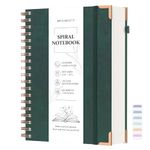 B5 Spiral Dotted Notebook, Spiral Journals, 7.6" x 10", 320 Pages Hardcover Leather Notebook Journal for Women Men, B5 Large Dot Grid Notebook for Work School, 18pcs Index Tabs, Green