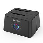 WAVLINK USB 3.0 to SATA I/II/III Dual-Bay External Hard Drive Docking Station for 2.5/3.5 Inch HDD/SSD with UASP (6Gbps), Support Offline Clone Duplicator and Auto Sleep Function [16TB X2 ]-Black