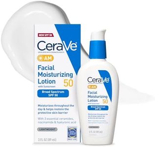 CeraVe AM Facial Moisturizing Lotion SPF 50, Face Moisturizer with SPF, Hyaluronic Acid, Niacinamide & Ceramides, Non-Greasy, Blends Seamlessly With No White Cast, Non Comedogenic Sunscreen, 3 Oz