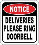 Notice Deliveries Please Ring Doorbell Delivery Sign for Delivery Driver -8.5"x10" Delivery Instructions for My Packages - Indoor Outdoor Aluminum Composite