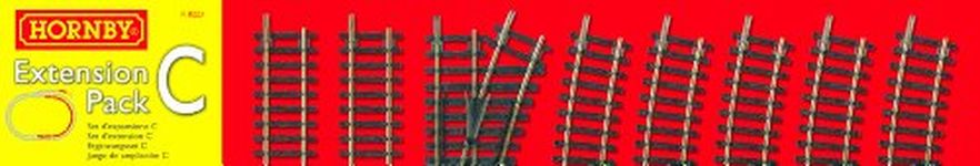 Hornby R8223 OO Gauge Track Extension Pack C - Extra Track Pieces for Model Railway Sets, Model Train Track Pieces, Includes - Straights, Curves, Double Curves & Right Hand Point - Scale 1:76