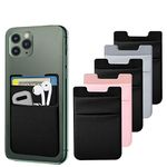 SHANSHUI Phone Wallet, Adhesive Stretchy Lycra Credit Card Holder Stick on Wallet Phone Pocket Compatiable with iPhone, Android & Most Smartphones (MultiColors-5Pack)