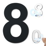 Ywonoby House Numbers, 6 Inch Door Numbers Large Self adhesive Stainless Steel Metal House Numbers Sticker for House Mailbox Address Street Apartment Hotel Courtyard - Black(8)