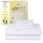 California Design Den 100% Cotton Sheets - 400 Thread Count Sateen Queen Sheets Set Deep Pocket, Soft Queen Size Bed Sheet, Cooling Sheets Queen Size Bed Set, Durable Cotton Bed Sheets (White Sheets)