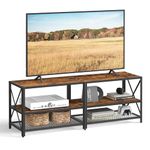 VASAGLE TV Stand for TV up to 60 Inches, TV Table, Entertainment Center, 3-Tier TV Console, Steel Frame, Industrial Style, for Living Room, Rustic Brown and Black ULTV094B01