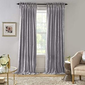 Elrene Home Fashions Korena Rideau de fenêtre en Velours écrasé Rustique-Chic pour Salon ou Chambre à Coucher, 132,1 x 213,4 cm, Gris, 1 Panneau