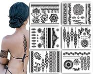 Terra Tattoos Temporary Henna Metallic Tattoos - Over 75 Mandala Tattoos (Black)