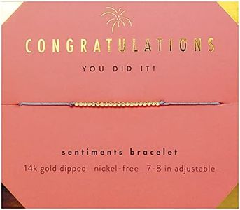 Congratulations Gifts for Women - 14k Gold Beaded Bracelet on Sentimental Message Card is an Adorable way to Wish Congrats on Her Graduation, Homecoming, New Job, Home, Engagement, Wedding, Retirement