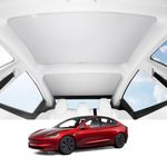 BASENOR 2024 Upgraded Tesla Model 3 Glass Roof Sunshade with Storage Bag Sunroof Blocking Heat Cover Top Window Sun Protection for Model 3 Interior Accessories 2024 Grey (No Sag)