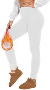 HLTPRO Fleece Lined Leggings Women - Winter Thermal Warm High Waisted Tummy Control Pants for Yoga Running Workout Gym White
