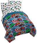 Jay Franco Marvel Avengers Fighting Team 5 Piece Full Bed Set - Includes Reversible Comforter & Sheet Set Bedding - Super Soft Fade Resistant Microfiber (Official Marvel Product)