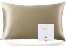 ZIMASILK 100% Mulberry Silk Pillowcase for Hair and Skin Health, Both Sides 19Momme Premium Grade 6A Silk, Soft & Smooth, 600 Thread Count, with Hidden Zipper, 1pc (Standard 50x75 cm, Taupe)