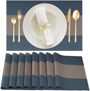 Gucass Set di 8 Tovagliette Americane Lavabile, Tovagliette Colazione in PVC, Tovagliette Resistente al Calore e Antiscivolo, Eleganti Tovagliette per Tavolo Cucina e Sala(45x30cm, Blu)
