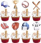 SYKYCTCY 40 PCS Baseball Cupcake Toppers Double Sided Sports Game Baseball Players Cupcake Picks for Sports Baseball Theme Baby Shower Kids Boys Girls Birthday Party Cake Decorations Supplies