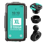 Ultimateaddons - Motorcycle Handlebar Mount with Waterproof Phone Case - IPX5 Protection - Quick Release 3-Prong System - (XL - 158 x 78mm)