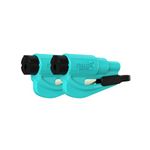 RESQME Pack of 2,The Original Emergency Keychain Car Escape Tool, 2-in-1 Seatbelt Cutter and Window Breaker, Made in USA, Teal - Compact Safety Hammer