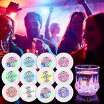 LED Bottle Coasters, Pack of 12, Luminous Coasters, RGB LED Bottle Lights, Bottle Lorifier, LED Sticker Coasters, Discs Lights for Drinks, Flashing Cup Coasters for