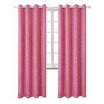 BGment Kids Blackout Curtains for Bedroom - Silver Star Printed Thermal Insulated Room Darkening Grommet Curtains for Living Room, 2 Panels of 52 x 84 Inch, Pink