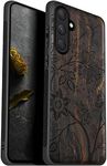 Carveit Wood Case for Samsung Galaxy A54 5G Case [Natural Wood & Black Soft TPU] Shockproof Protective Cover Unique Wooden Case Compatible with Galaxy A54 5G Case (Floral Wallpaper -Blackwood)