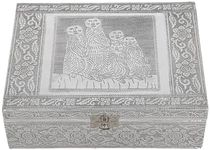 SHOP LC DELIVERING JOY Aluminum Oxidized Meerkat Family Embossed Movable Tray Trinket Jewelry Organizer Box Storage Birthday Gifts