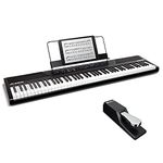 Alesis Recital | 88-Key Beginner Digital Piano/Keyboard with Full-Size Semi-Weighted Keys, Power Supply, Built-In Speakers and 5 Premium Voices (Amazon Exclusive)& M-Audio Universal Sustain Pedal