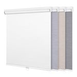 Boolegon Blackout Roller Shades Cordless Roller Blinds for Window Striped Jacquard Fabrics Privacy UV Protection Heat Insulation Energy Saving House Office, Pure White, Custom Size