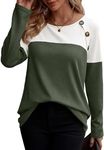 Zeagoo Tunic Shirts for Women Fall Tops Casual Long Sleeve Crewneck Sweatshirts Waffle Knitted Fall Winter Tunics Blouses,Army XXL