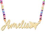 UMAGICBOX Personalized Butterfly Name Necklace for Kids - Customizable Pendant with Rainbow Magic Chain - 925 Sterling Silver or 316 Stainless Steel - Unique Birthday, Christmas or Easter Gift for Girls and Boys