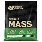 Optimum Nutrition Serious Mass Protein Powder High Calorie Weight Gainer with 25 Vitamins and Minerals, Creatine and Glutamine, Cookies & Cream Flavour, 16 Servings, 5,45 kg