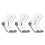 Carhartt Men's Force Performance Work Socks 3 Pair Pack, White, Large