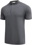 COOFANDY Men's Quick Dry Golf Polo Shirts Short Sleeve Henley Shirt Active Athletic Collarless Sports T Shirts