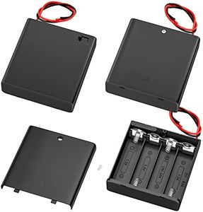 DAIERTEK 4 AA Battery Holder with Switch 6V Battery Case Holder with Cover 4 Slots 1.5V AA Battery Storage Box with Wires Battery Connector -3pcs