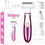 ACWOO Electric Lady Shaver, Cordless 4 in 1 Electric Shaver for Women, Rechargeable Painless Electric Lady Razor Bikini Trimmer Wet and Dry Hair Removal for Face Legs Underarm Bikini Nose and Eyebrow