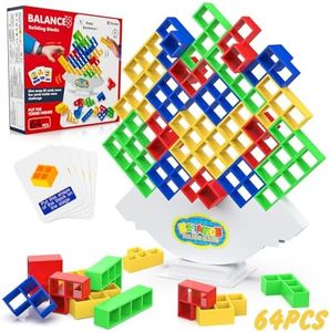 64PCS Tetra Tetris Tower Adultos Niños, Tower Team Game Juego Mesa Juguetes Montessori Educativos Regalo 3 4 5 6 7 8 9 10 11 12 13 14 Años Bloques Construcción Equilibrio Stack Attack Balance Block
