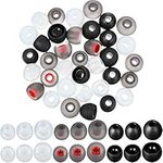 Weewooday 36 Pcs Replacement Earbud Tips Silicon Ear Bud Cover Earphone Rubber Tips Headphone Buds Replacement Earbud Noise Isolation Cover, 3 Sizes(Greyish Red, Transparent and Black)