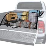 EUIOOVM Cargo Net, Highly Elastic Pickup Truck Accessory, 4' x 4' Stretches to 8' x 8' Trailer Net - Cargo Netting with 6 Metal Carabiner Clips and 6 Hooks for Daily Light Loads of Trucks