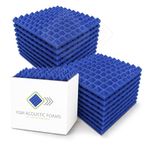 YGM Acoustic Foams® Pyramid Acoustic Panels 1 Foot × 1 Foot × 1 inch Thick | 50 Density Acoustical Sound Proof Foam for Room & Studio | Echo Reduction & Noise Absorption (Blue, Set of 108)