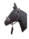 Horse Padded Headcollar with Leadrope - Lightweight Halter Adjustable Fur Lined Comfortable Stable Yard Tack Equipment Pony Cob Full Shetland