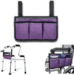 Wheelchair Accessories, Purple Waterproof Wheelchair Bags to Hang on Back with Bright Line Black Storage Organizers for Home/Outdoor/Baby Cart (Purple Side)