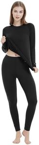 Iguana Womens 100% Merino Wool Base Layer Sets for Ski Midweight Thermal Underwear Black Large