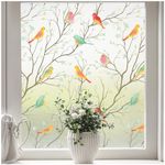 Coavas Window Privacy Film: Stained Glass Window Film Frosted Glass Window Film Bathroom Window Privacy Film Non-Adhesive Heat Control Window Film Decorative for Room, 17.7 x 78.7 Inches