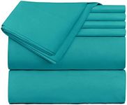 Hearth & Harbor Extra Deep Pocket Sheets - Fits Mattress 18-24 Inches Deep - Extra Deep Pocket Queen Sheets Sets - 6 Piece Queen Size Sheets - Queen Sheets Deep Pocket - Teal Sheets