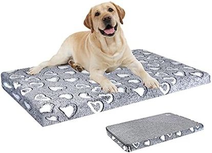 VANKEAN Dog Bed Mat Reversible(Cool & Soft), Stylish 42” Pet Bed Mattress for Dog Crate, Water Proof Linings, Removable Machine Washable Cover, Pet Bed for X-Large Dogs up to 90lbs, Light Grey
