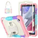 SEYMCY Kids Case for Samsung A7 Lite Tablet Case 8.7 inch 2021, Fullbody Shockproof with Screen Protector, Rotating Hand Strap/Stand, Carrying Strap for Galaxy Tab A7 Lite Case SM-T220/T225/T227, Pink