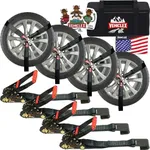 Lasso Tie Downs with Flat Hook - Vehiclex 4 Pack 2" x 10' Ratchet Straps, 11023 lbs BS for Trailers