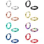 Adramata 8 Pairs 316L Surgical Stainless Steel Small Hoop Earrings for Men Women Hypoallergenic Huggie Hoop Earrings Cartilage Helix Lobes Sleeper Hoop Earrings Set 18G 20G 8mm/10mm/12mm/14mm